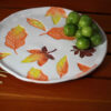 Assiette en céramique - Motif feuilles d'automne, compatible micro-ondes et lave-vaisselle