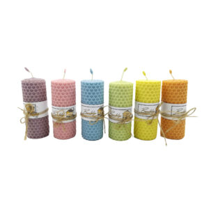 Bougie pilier en cire d’abeille – Idéale pour l’ambiance, élégante, ensemble de 6