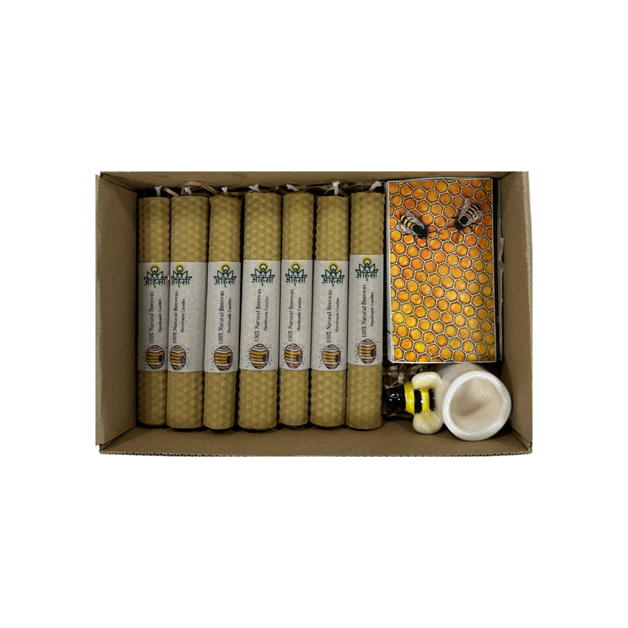 Bougie pilier en cire d’abeille – Pure, naturelle et respectueuse de la Terre, paquet de 7