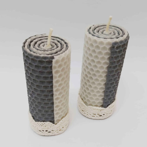 Bougie pilier en cire d’abeille Spiral – Pure et unique, paquet de 2