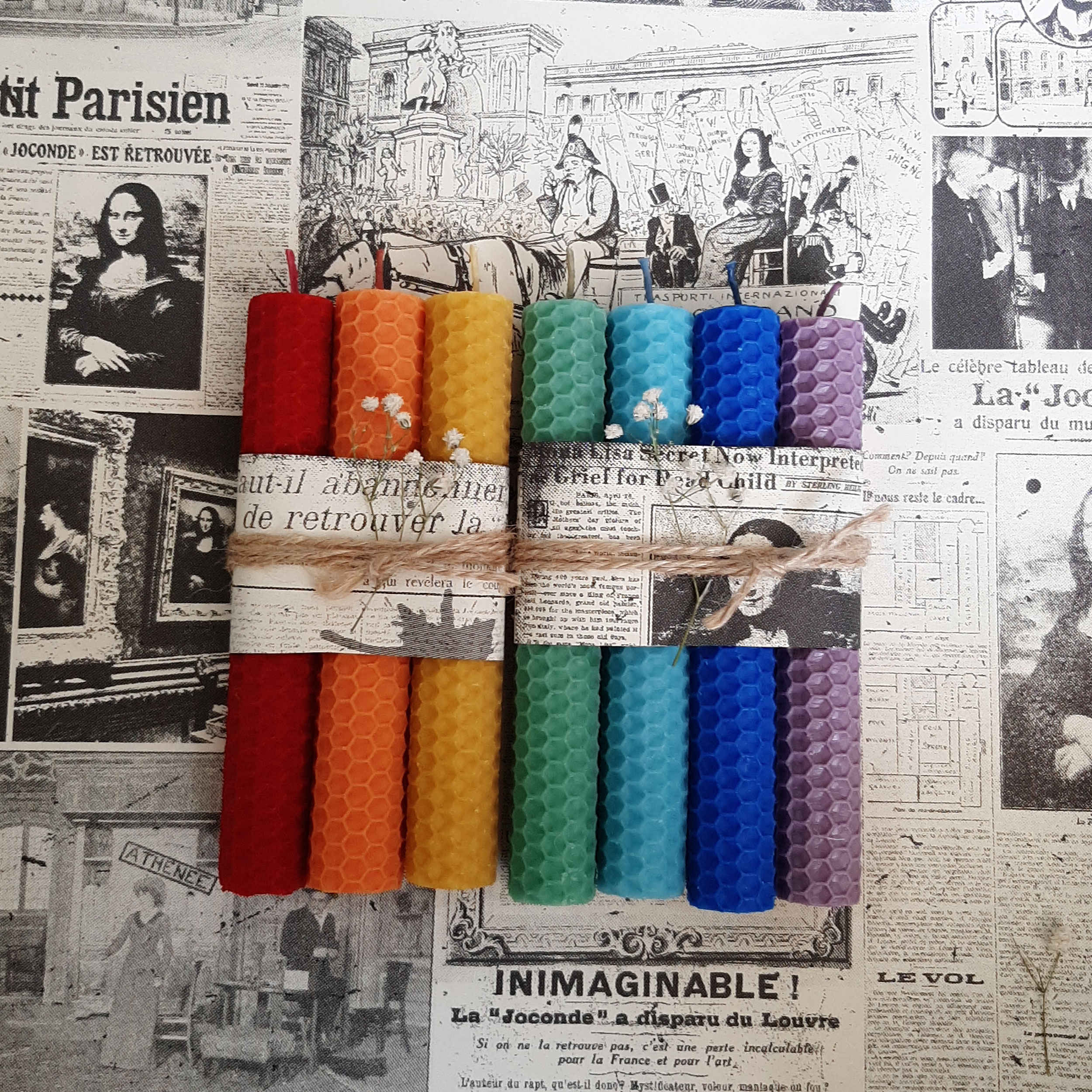 Bougie pilier en cire d’abeille – Ensemble de 7 pour la maison & la décoration & la détente, ensemble de 7