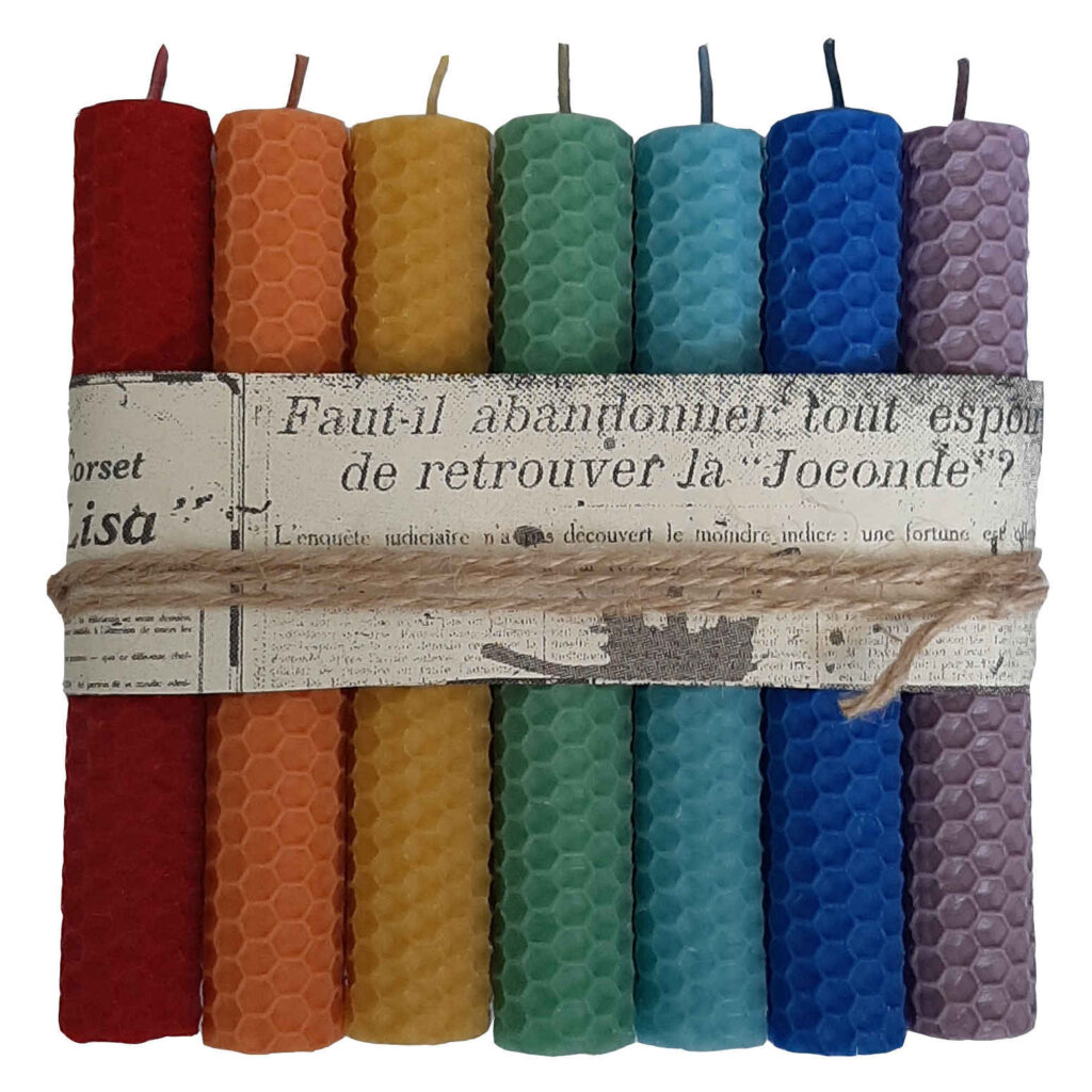 Bougie pilier en cire d'abeille - Ensemble de 7 pour la maison & la décoration & la détente, ensemble de 7