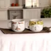 Set de mugs en céramique fantaisie Couple – Paire élégante avec détails de bandeau et de boucle d'oreille