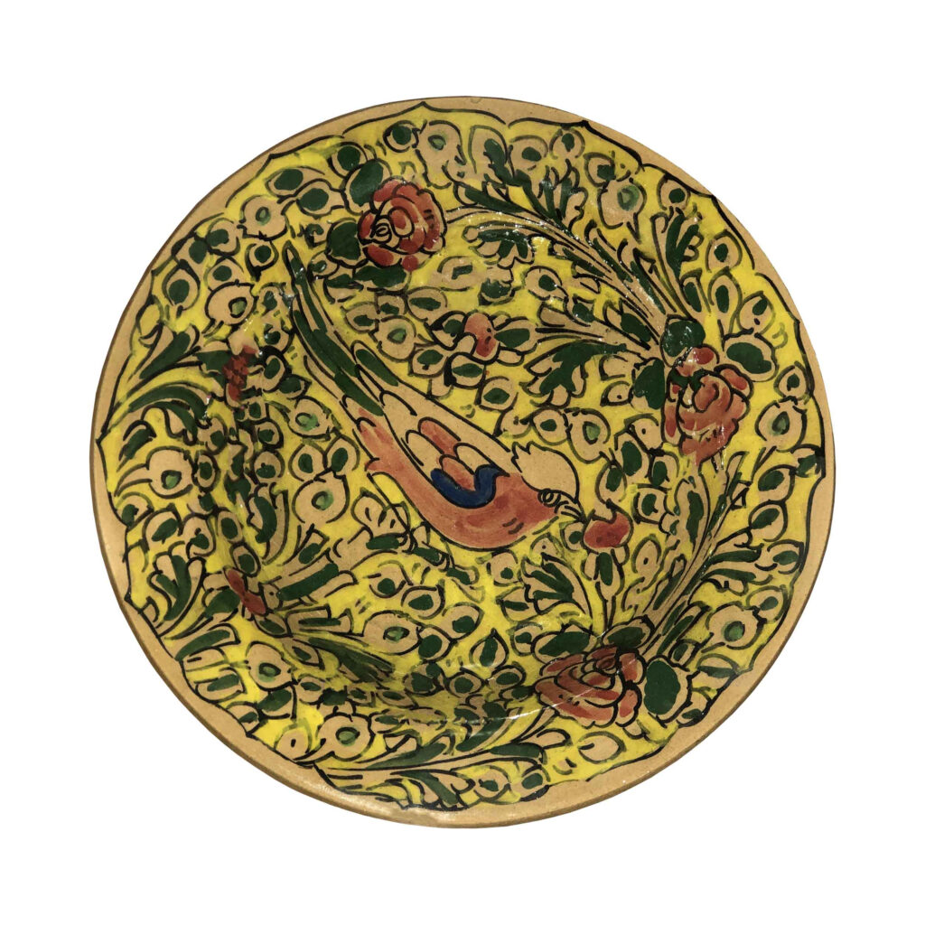 Assiette en céramique - Motif oiseau et fleur, compatible micro-ondes et lave-vaisselle