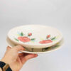 Ensemble assiette et bol en céramique - Motif rose, compatible micro-ondes et lave-vaisselle