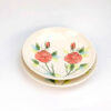 Ensemble assiette et bol en céramique - Motif rose, compatible micro-ondes et lave-vaisselle