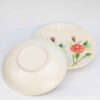Ensemble assiette et bol en céramique - Motif rose, compatible micro-ondes et lave-vaisselle
