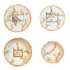 Ensemble de 4 assiettes et bols en céramique - Motif Congrès, compatible micro-ondes et lave-vaisselle