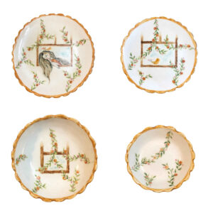 Ensemble de 4 assiettes et bols en céramique – Motif Congrès, compatible micro-ondes et lave-vaisselle
