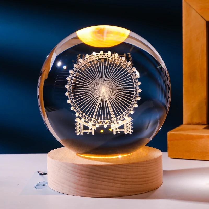 Lampe boule de cristal – veilleuse féerique grande roue