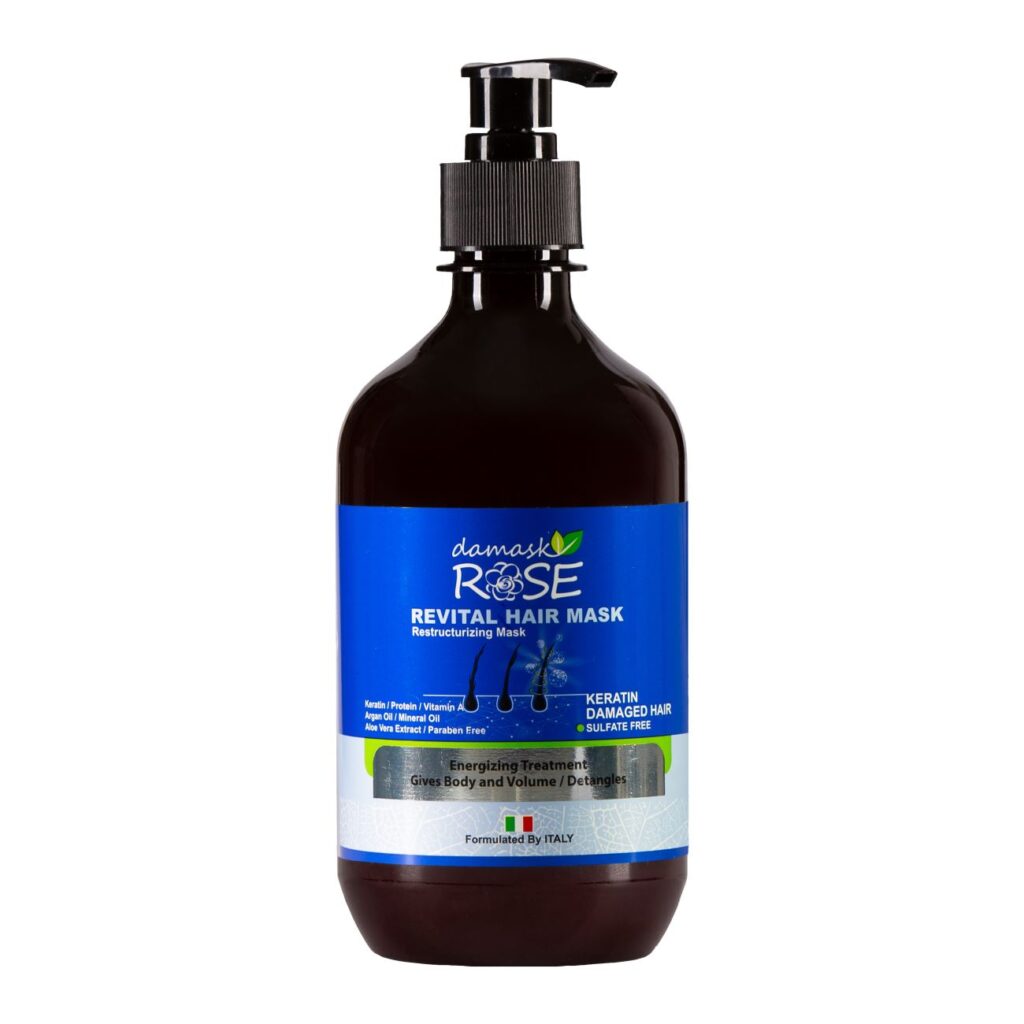 Masque Capillaire à la Rose de Damas Modèle Kératine – 500 ml pour Hydratation Profonde & Lissage des Cheveux