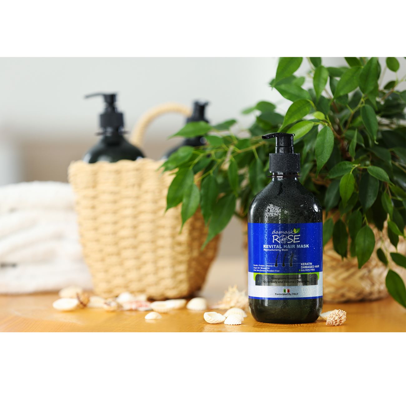 Masque Capillaire à la Rose de Damas Modèle Kératine – 500 ml pour Hydratation Profonde & Lissage des Cheveux