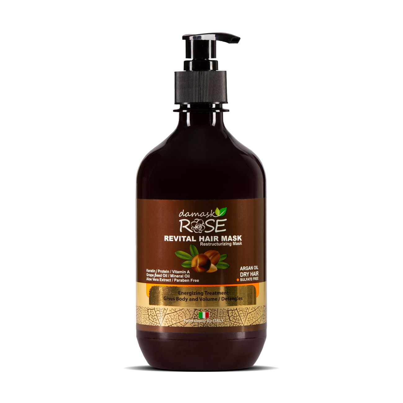 Masque Capillaire à la Rose de Damas avec Huile d'Argan Nourrissante – 500 ml pour Hydratation Profonde & Réparation