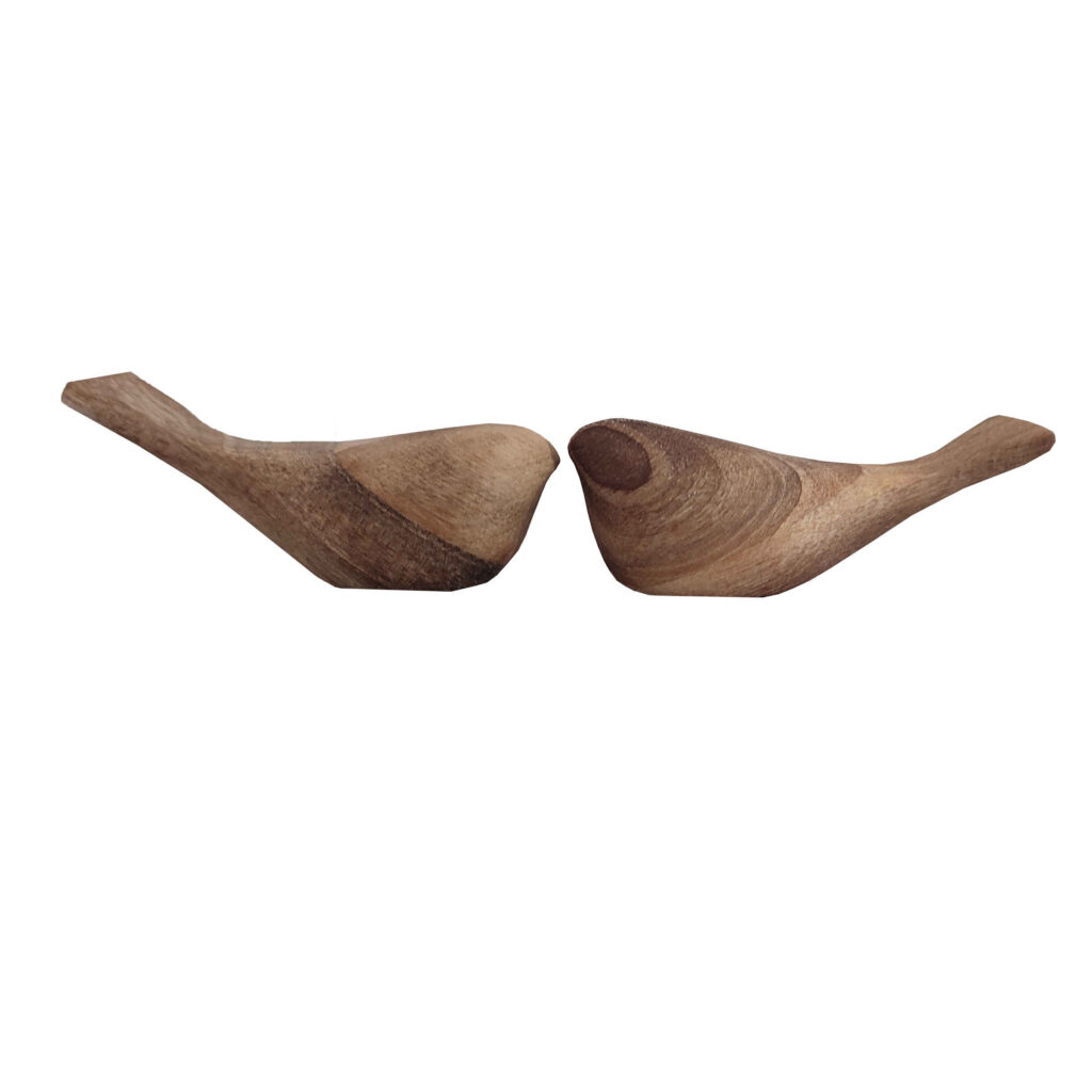 Figurine décorative d'oiseau en bois - Parfaite pour la décoration intérieure avec style rustique (x2)