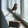 Figurine décorative d'oiseau en bois - Artisanat naturel adapté à la décoration intérieure