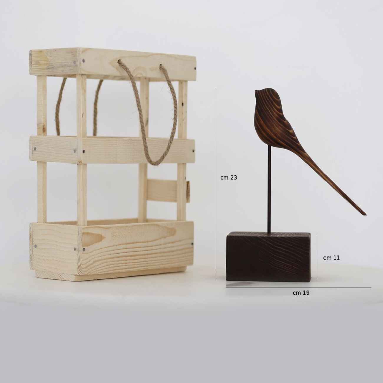 Figurine décorative d’oiseau en bois – Artisanat naturel adapté à la décoration intérieure