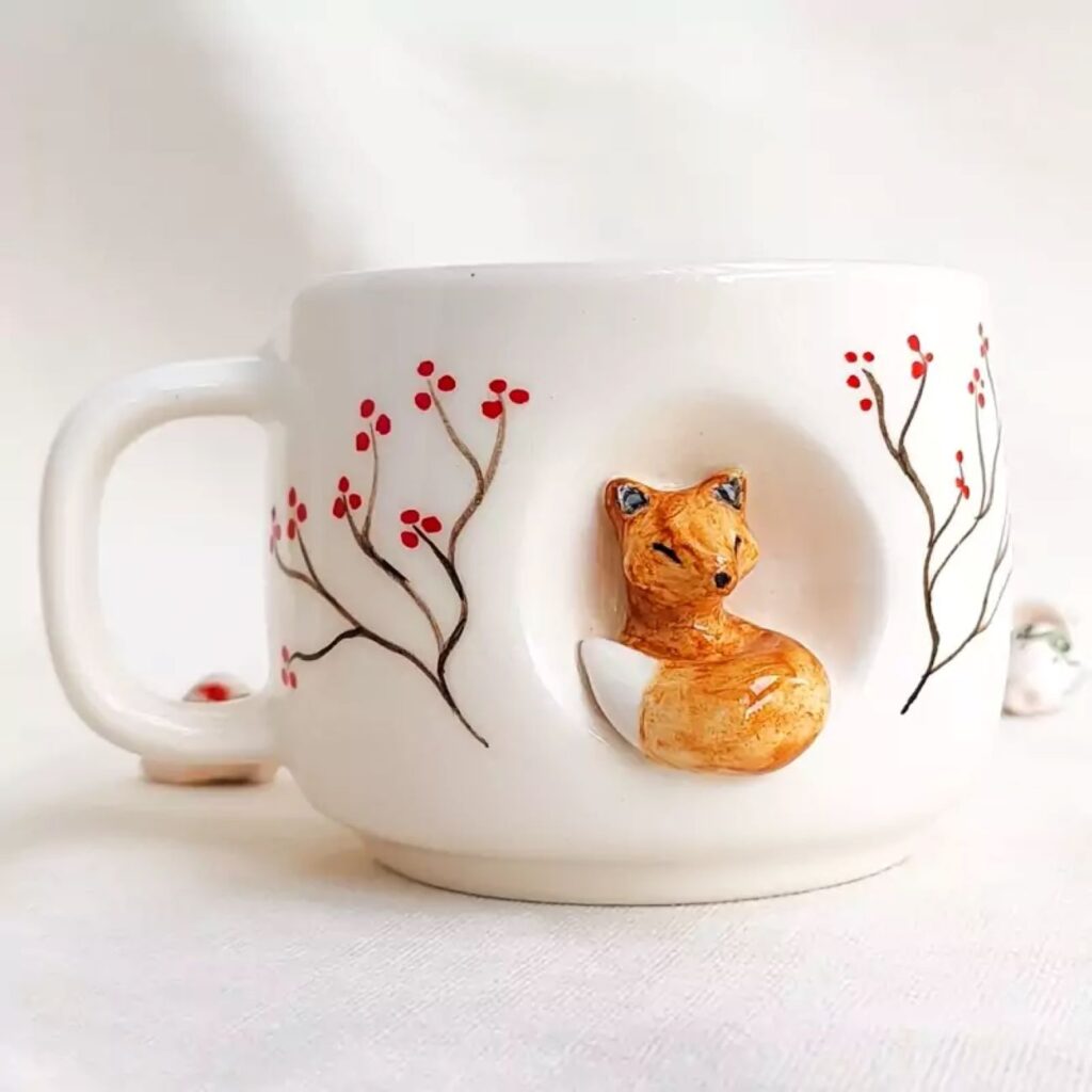 Mug en céramique fantaisie Modèle Renard Charmant récipient pour les amoureux des animaux