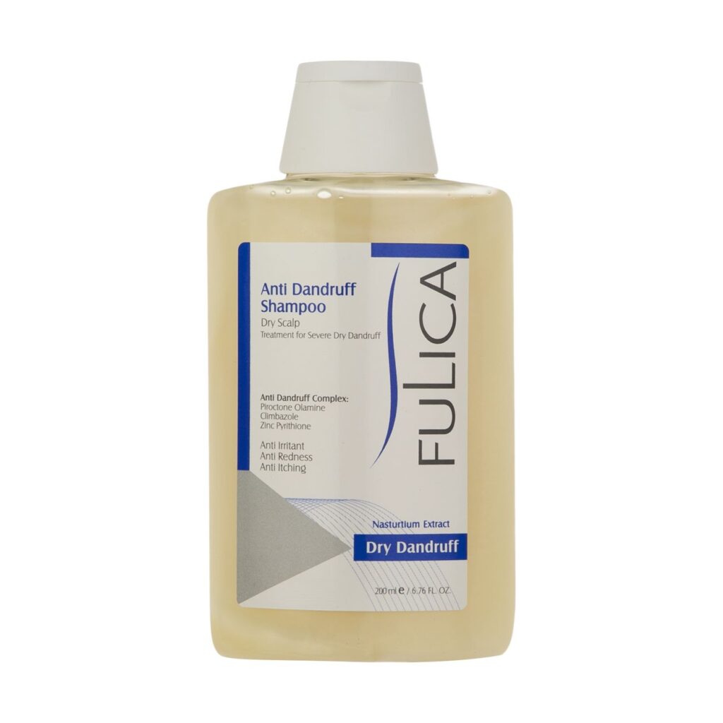 Shampooing antipelliculaire, anti-démangeaisons et anti-inflammatoire du cuir chevelu Follica, adapté aux cheveux secs et aux pellicules 200 ml.