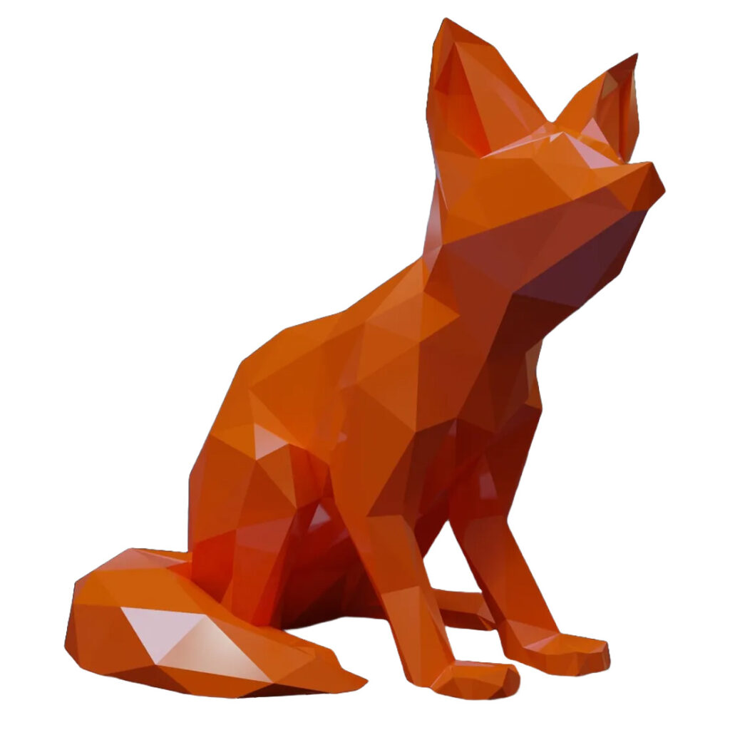 Figurine géométrique de renard cubisme - Art moderne fait main