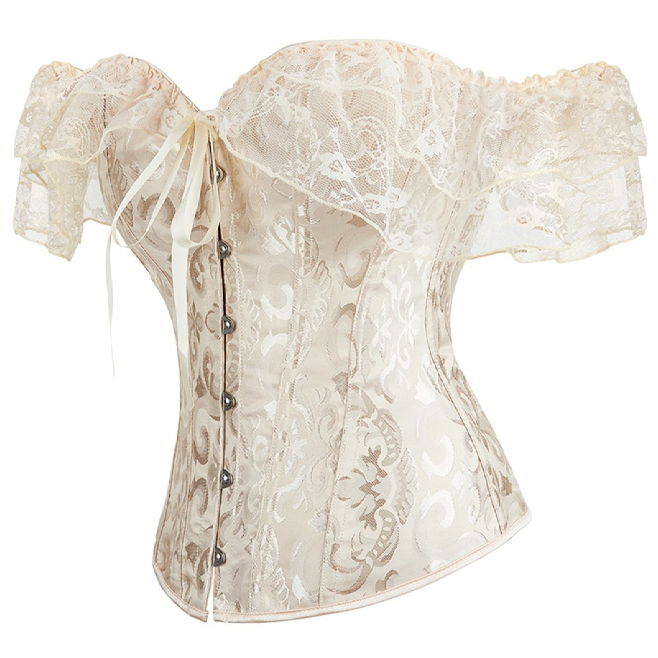 Bustier corset – Parfait pour une fête avec design floral en Milky