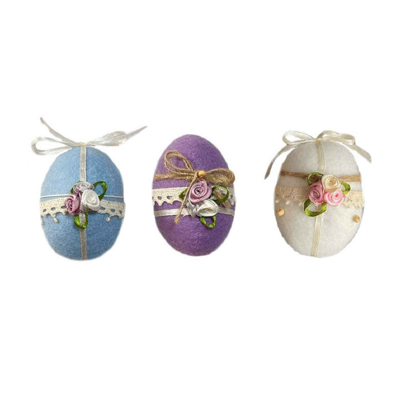 Œufs peints pour Nowruz avec motif floral (lot de 3)