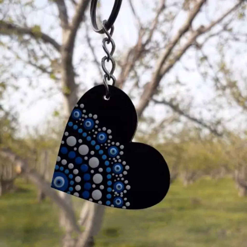 Porte-clés Œil Protecteur Artisanal – Porte-bonheur Unique pour Protection Spirituelle