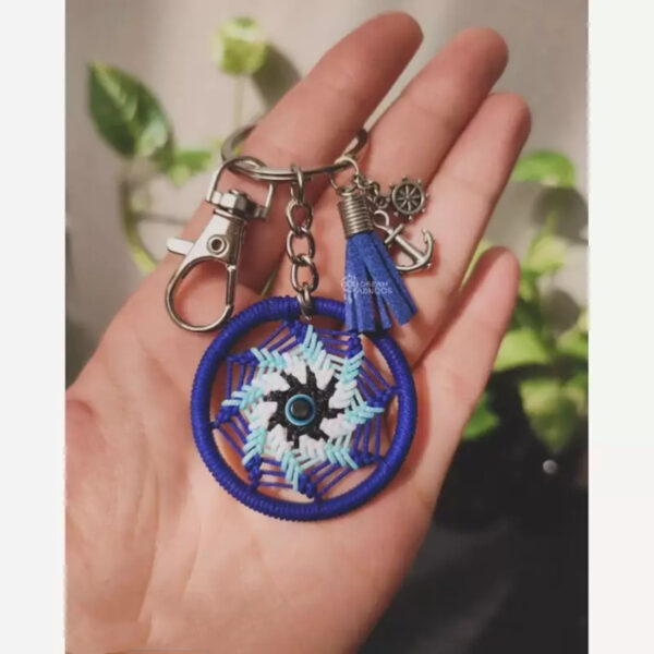 Porte-clés Œil Protecteur Artisanal – Design Attrape-Rêves