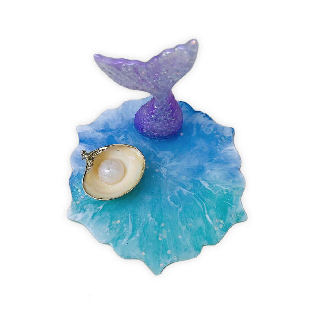 Porte-encens en résine artisanale – Motif mer et poissons