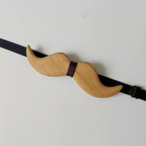 Nœud Papillon en Bois Artisan – Design Moustache, Nœud Papillon Élégant et Sportif pour Garçons