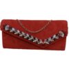 Pochette Brodée à la Main avec Perles – En Rouge – Élégance et Luxe