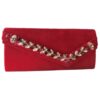 Pochette Brodée à la Main avec Perles – En Rouge – Élégance et Luxe