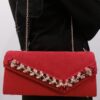 Pochette Brodée à la Main avec Perles – En Rouge – Élégance et Luxe