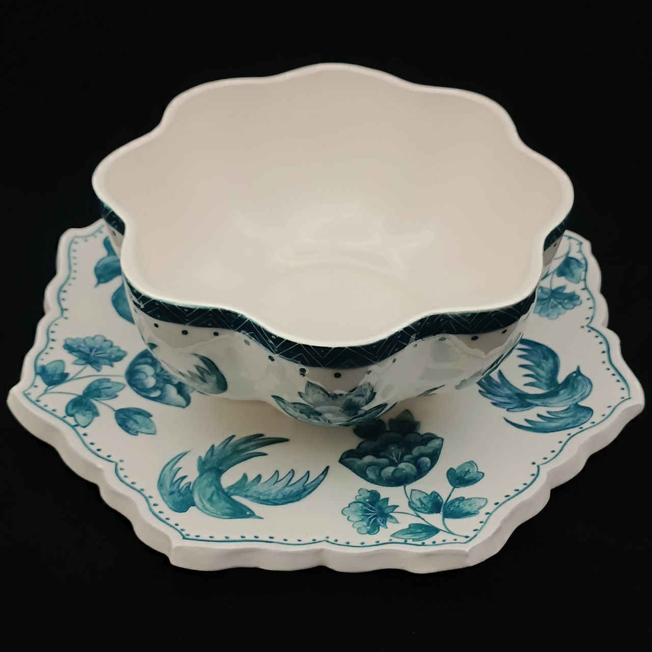 Ensemble assiette et bol en céramique - Motif Congrès, compatible micro-ondes et lave-vaisselle