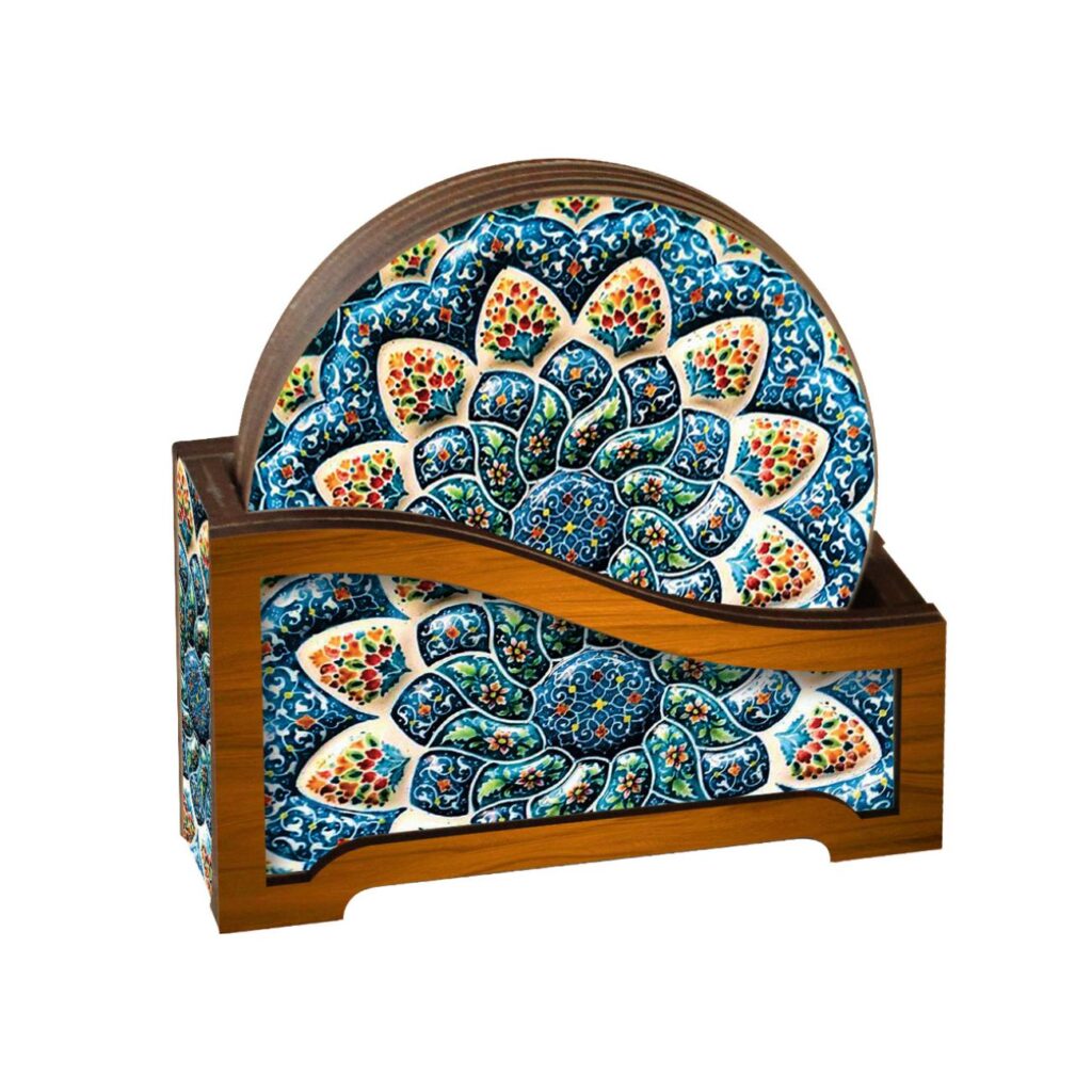 Sous-verres en bois inspirés de l'Iran - Artisanat ancien et style moderne (Ensemble de 6)