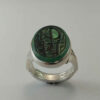 Bague en argent Agate Islamique pour homme avec pierre verte et design Hasbi Allah