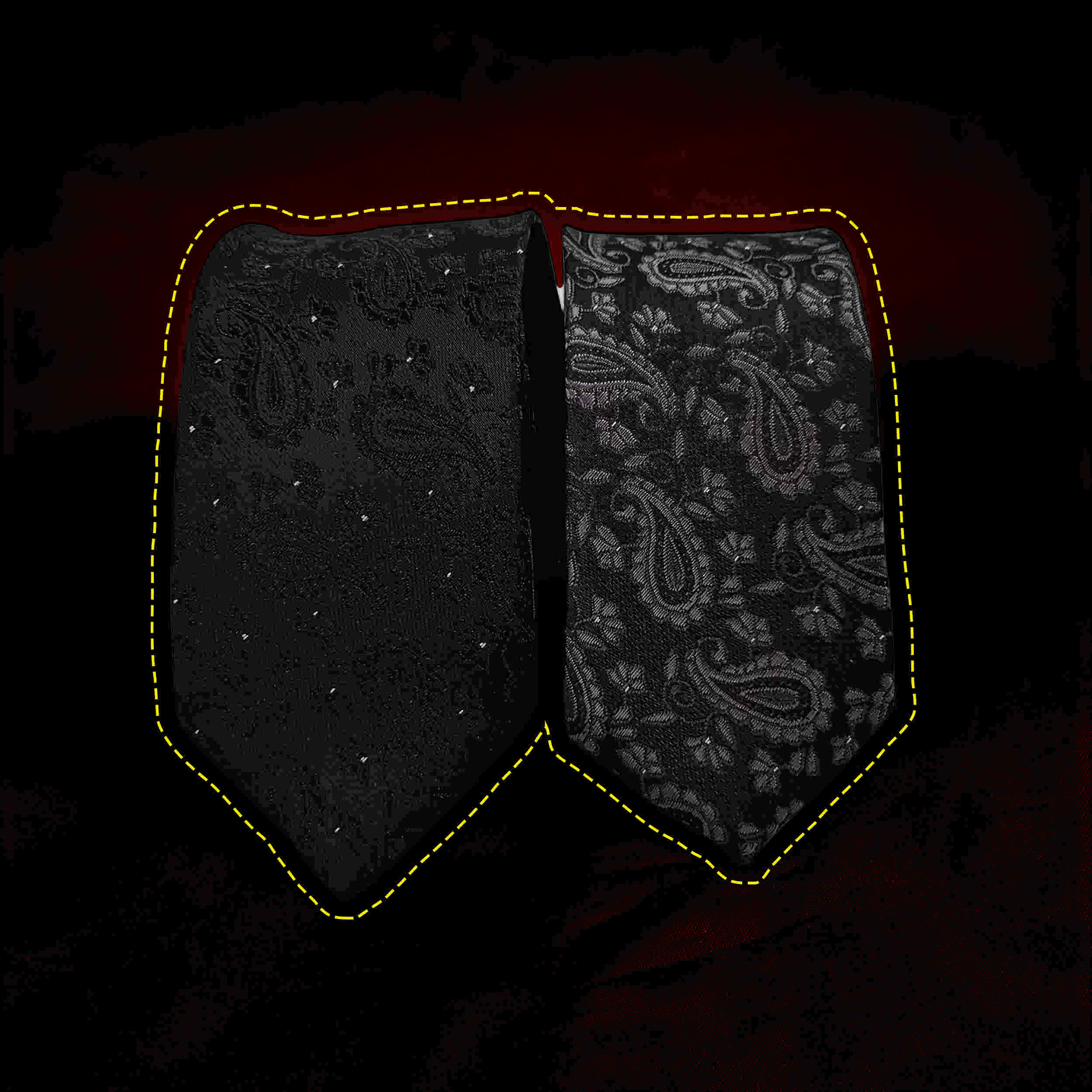 Ensemble Cravate avec Pochette, Boutons de Manchette et Pince à Cravate avec Motif Paisley