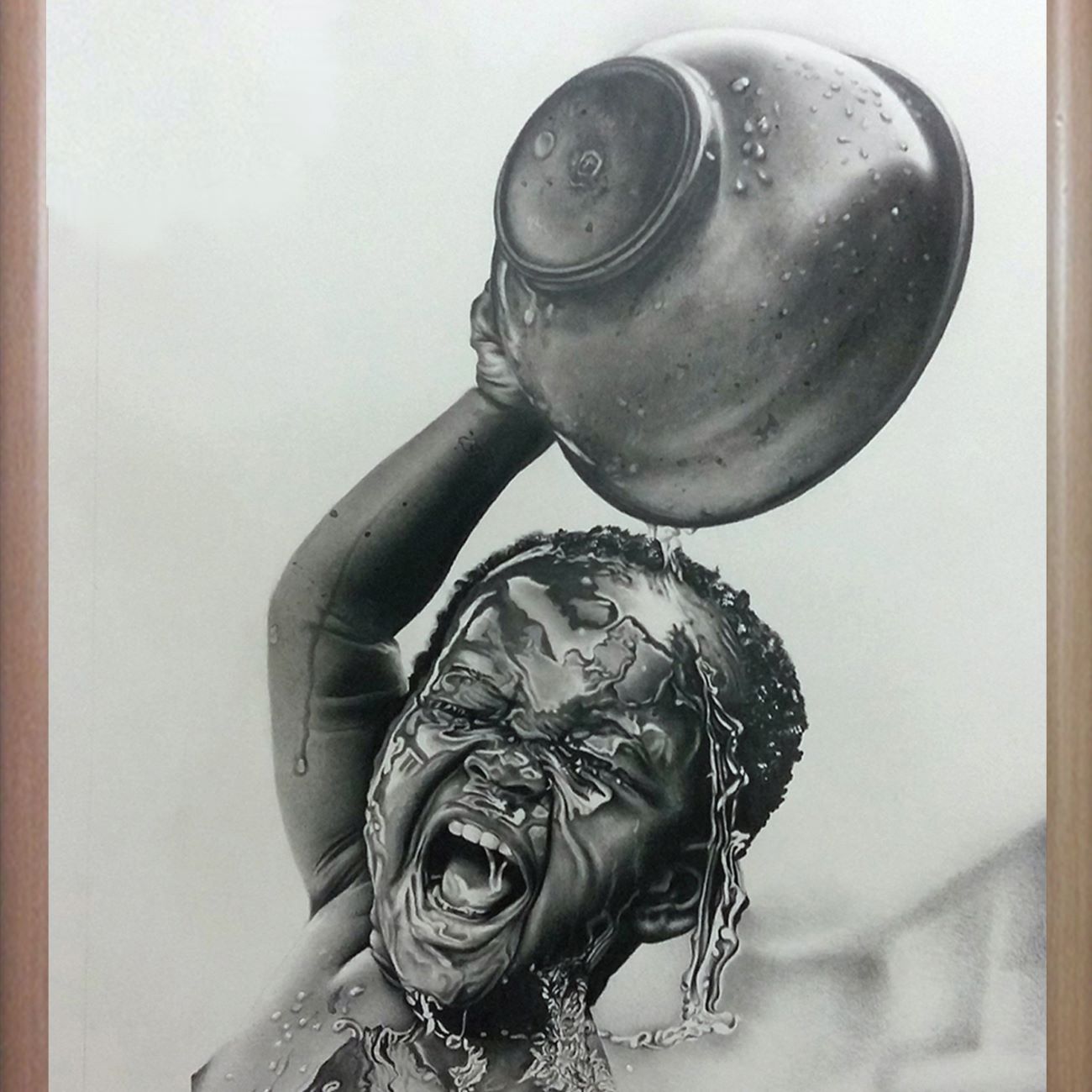 Dessin original au stylo noir – Portrait de petit garçon espiègle