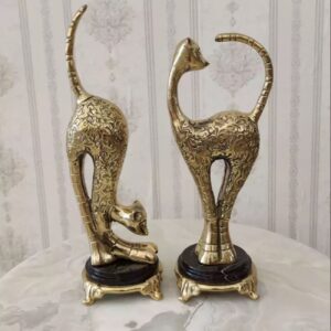 Sculptures de chats en polyester décoratives – Figurine en 2 pièces au design élégant