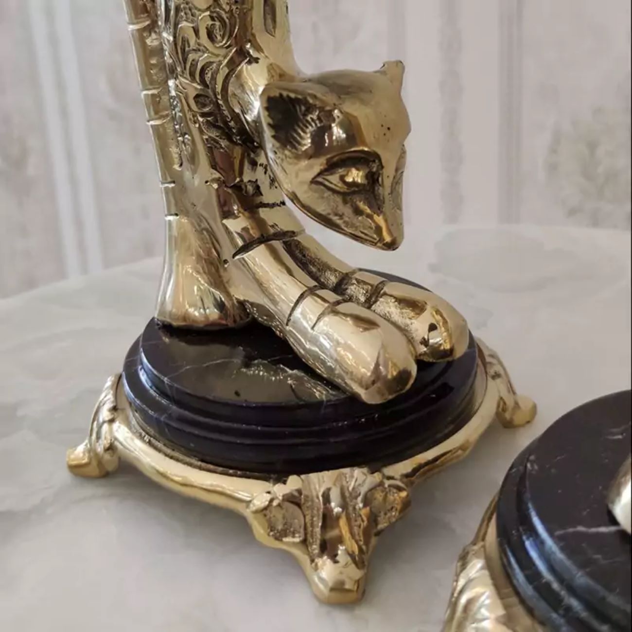 Sculptures de chats en polyester décoratives – Figurine en 2 pièces au design élégant