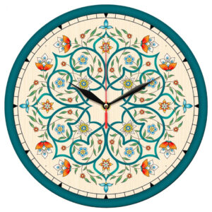 Horloge murale analogique inspirée de la Perse avec motif – Design floral