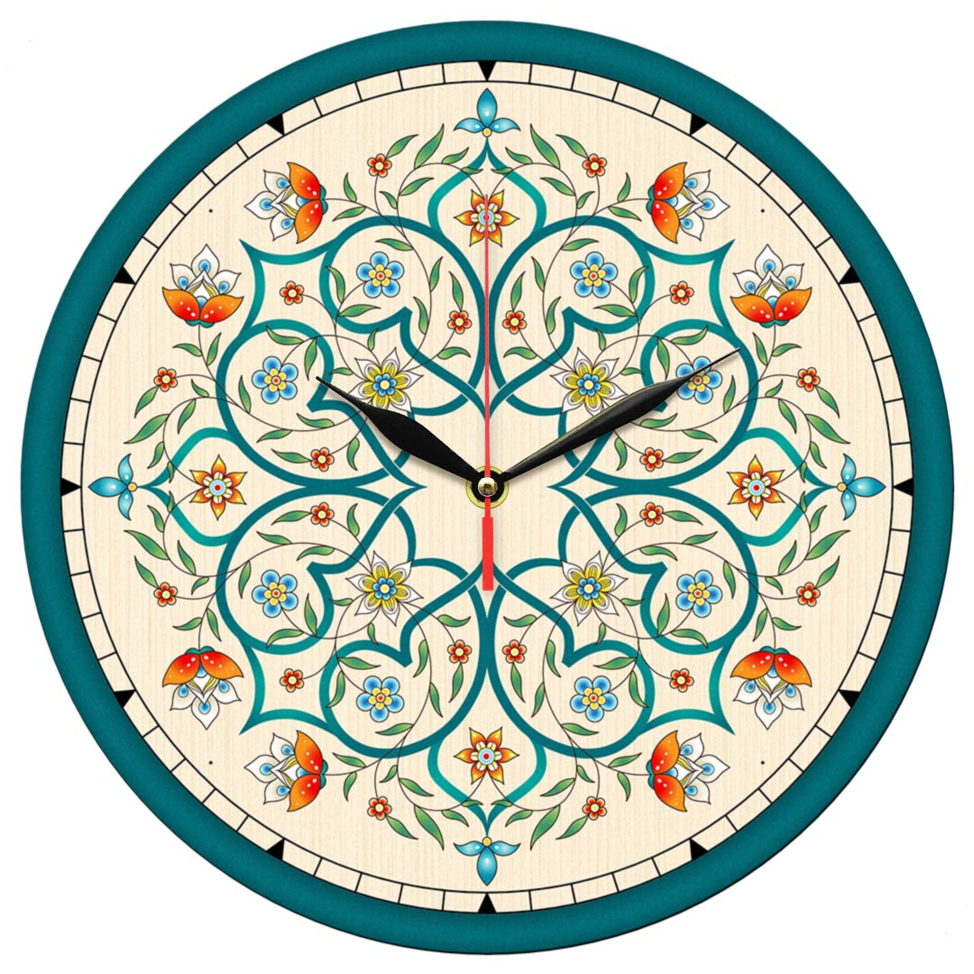 Horloge murale analogique inspirée de la Perse avec motif - Design floral