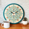 Horloge murale analogique inspirée de la Perse avec motif - Design floral