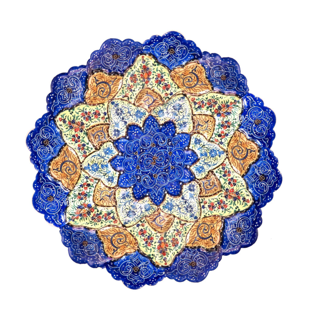 Assiette décorative en cuivre Minakari persan – Un chef-d'œuvre peint à la main