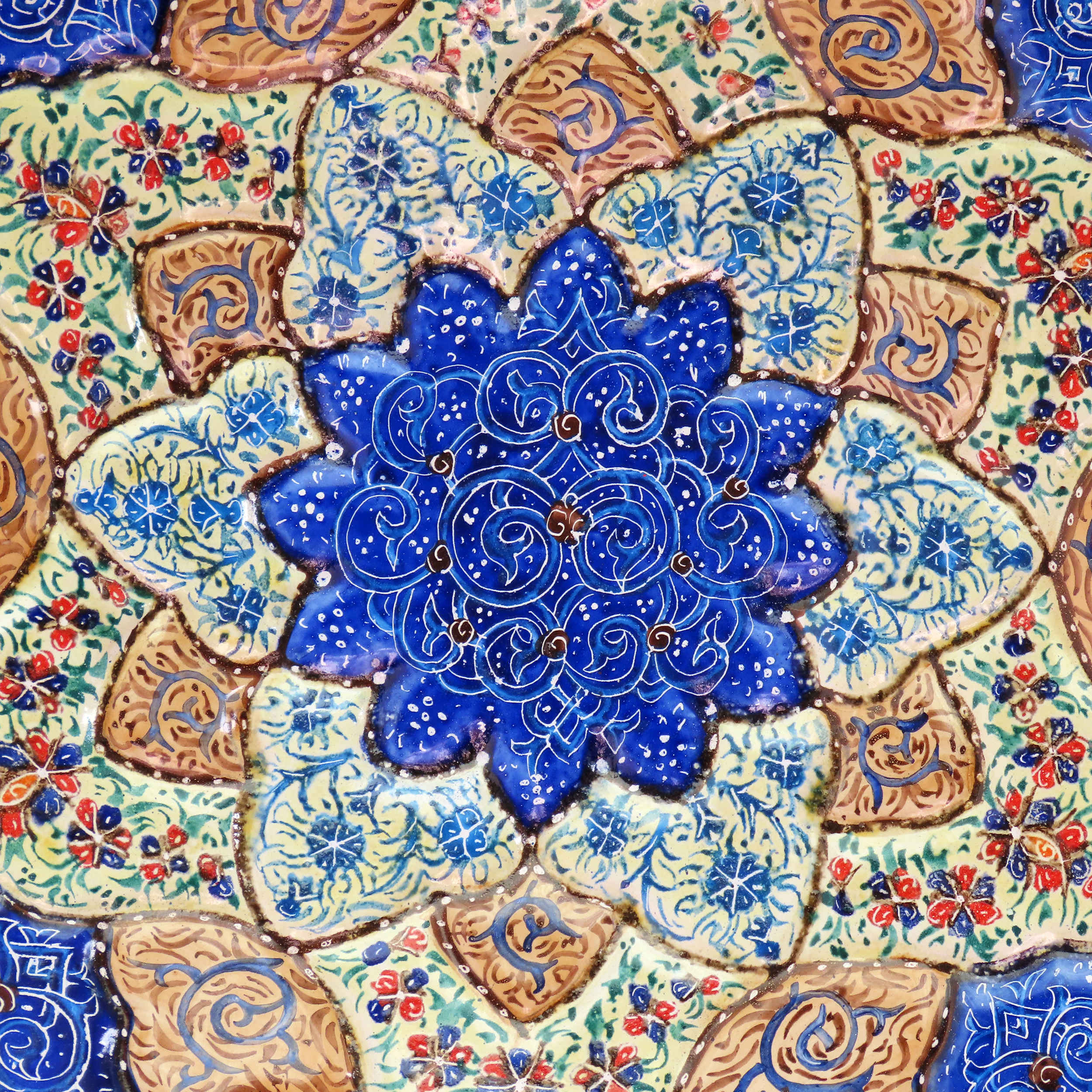 Assiette décorative en cuivre Minakari persan – Un chef-d’œuvre peint à la main