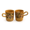 Mug en Poterie - avec Design d'Oiseau et Couleur Jaune Moutarde