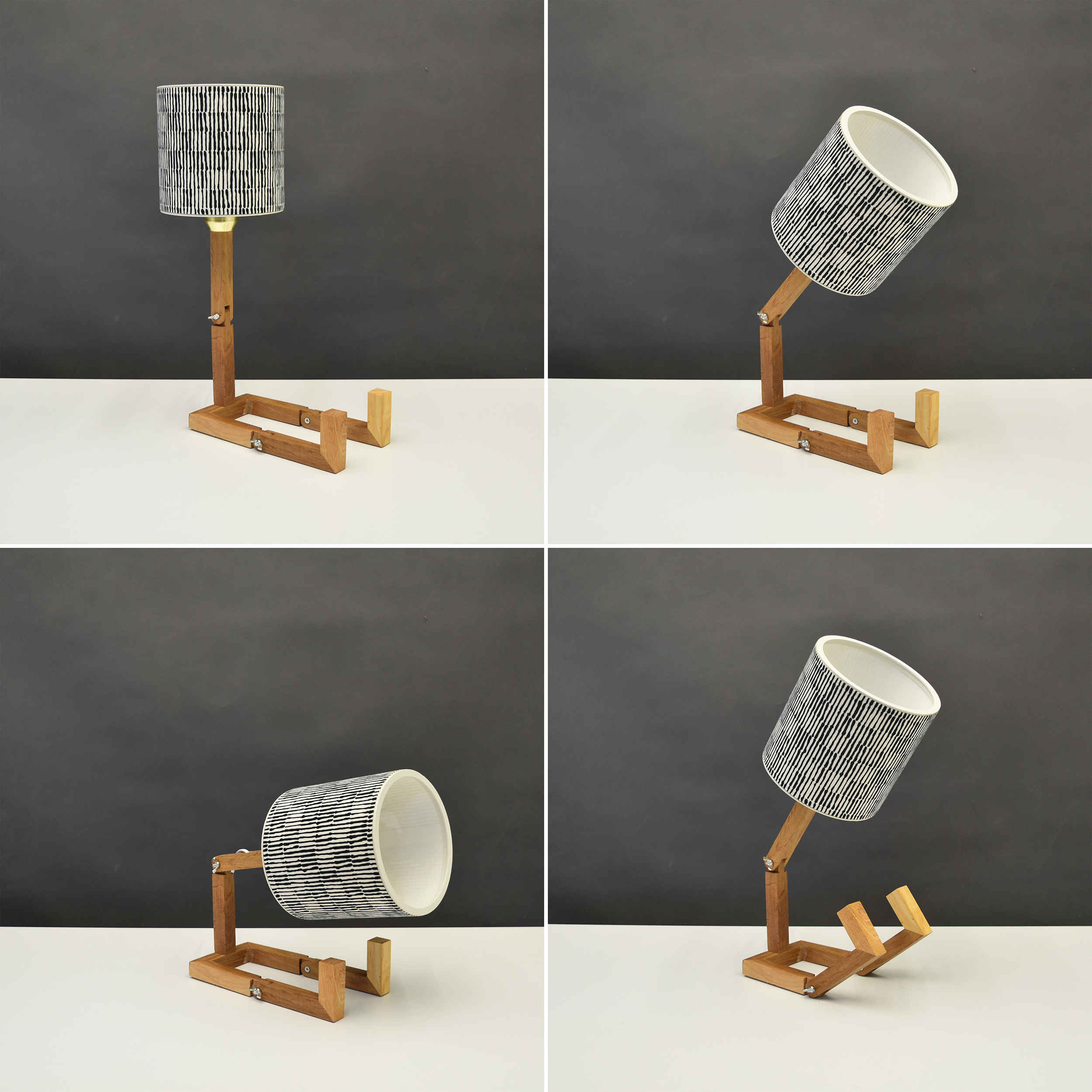 Lampe de table robot – Avec motif rayé, fabriquée à la main