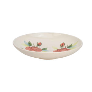 Assiette en céramique – Motif rose, compatible micro-ondes et lave-vaisselle