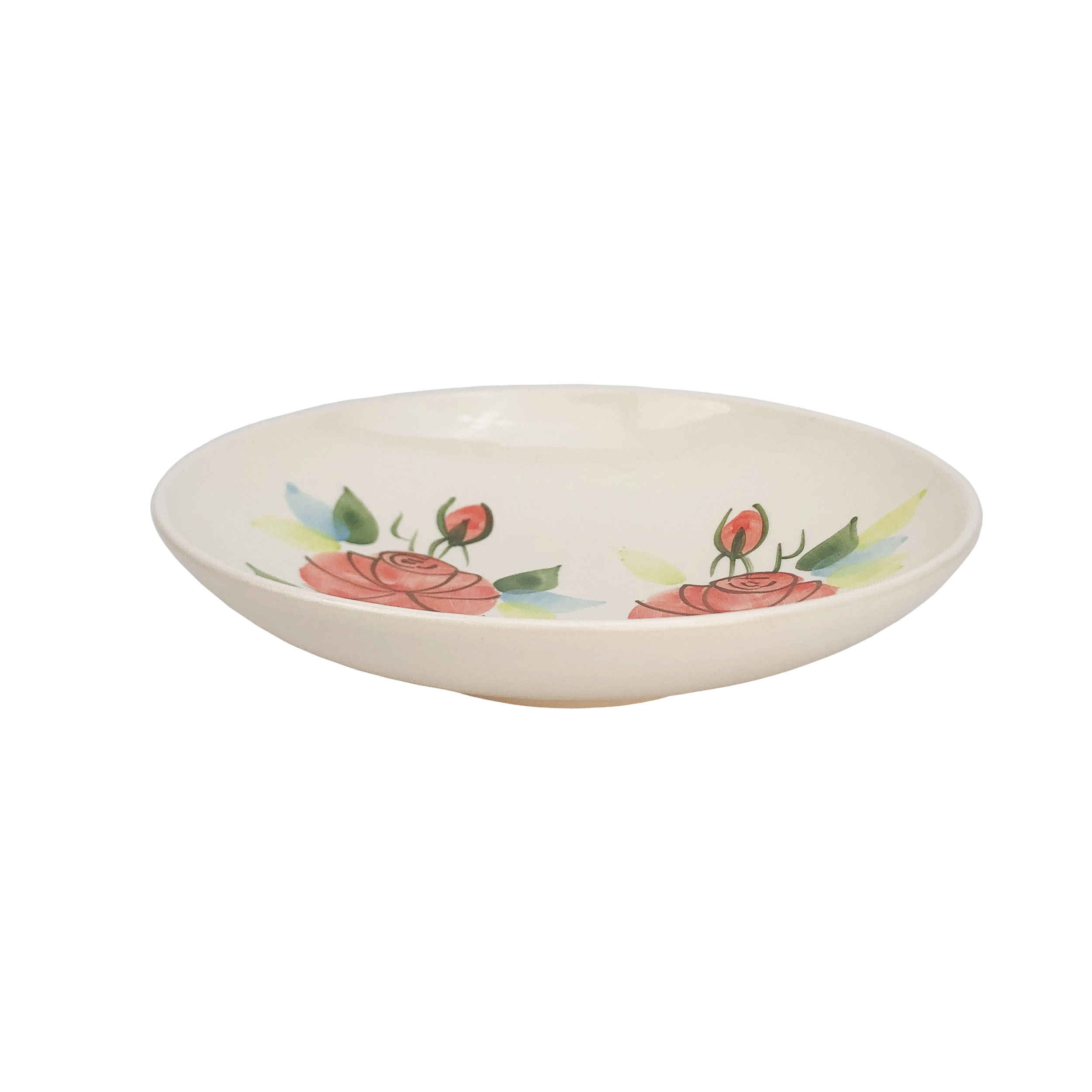 Assiette en céramique - Motif rose, compatible micro-ondes et lave-vaisselle