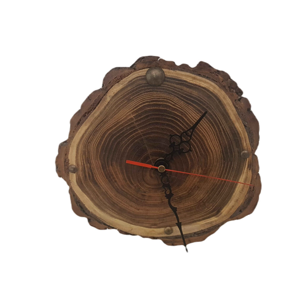 Horloge Murale Analogique en Bois Rustique – Décoration Artisanale pour la Maison