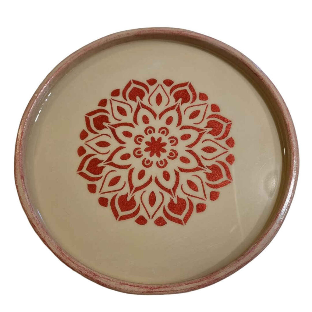 Plateau en bois avec art en résine moderne – Accent de table original